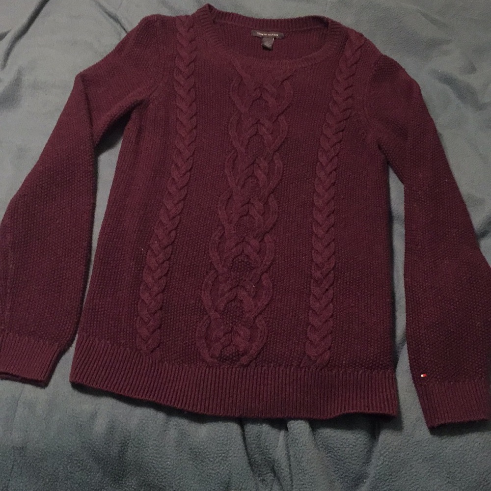 Purple cable knit sweater